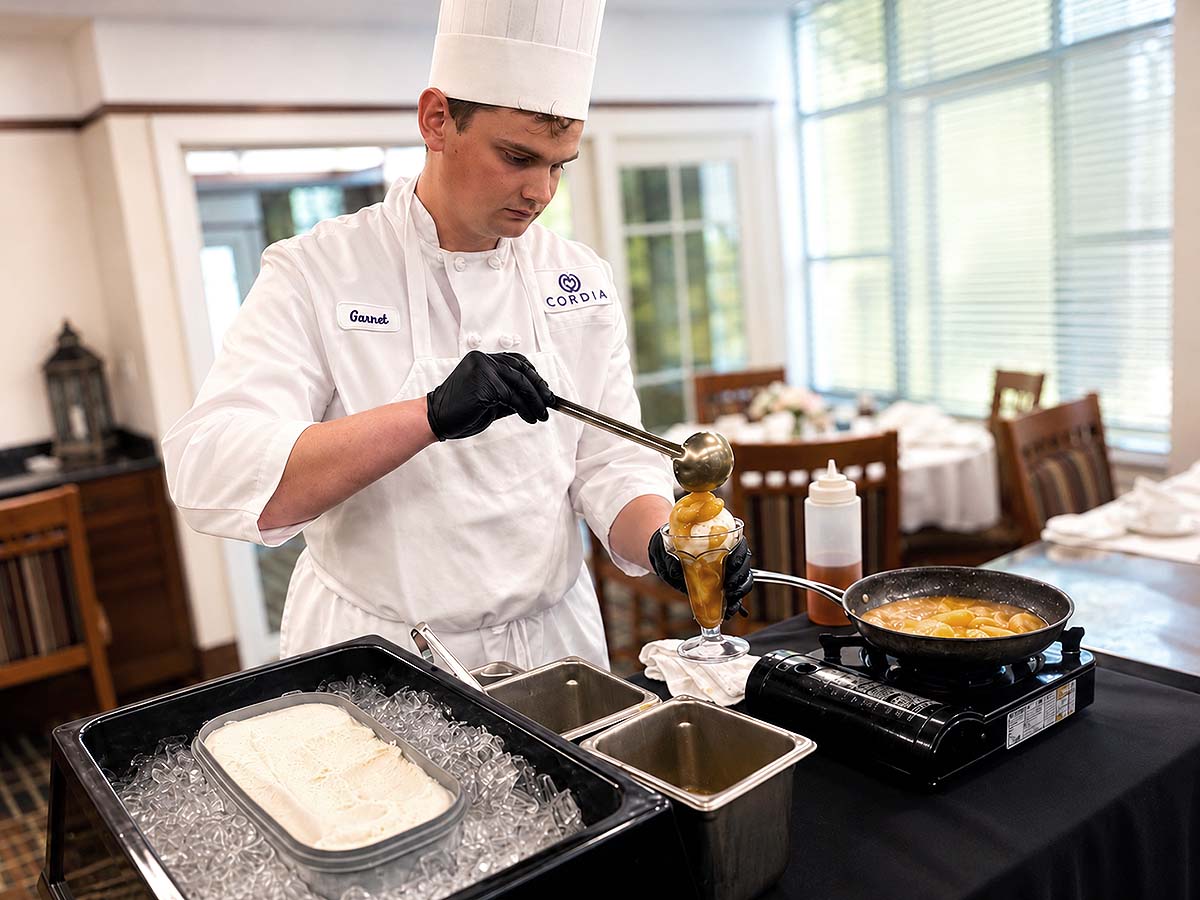 Chef preparing dessert